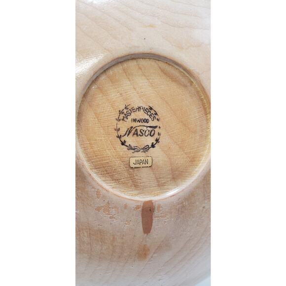 Set of 2 NASCO Vintage MCM Potato Chips Peanuts Wood Bowls Folk Art - Picture 4 of 9